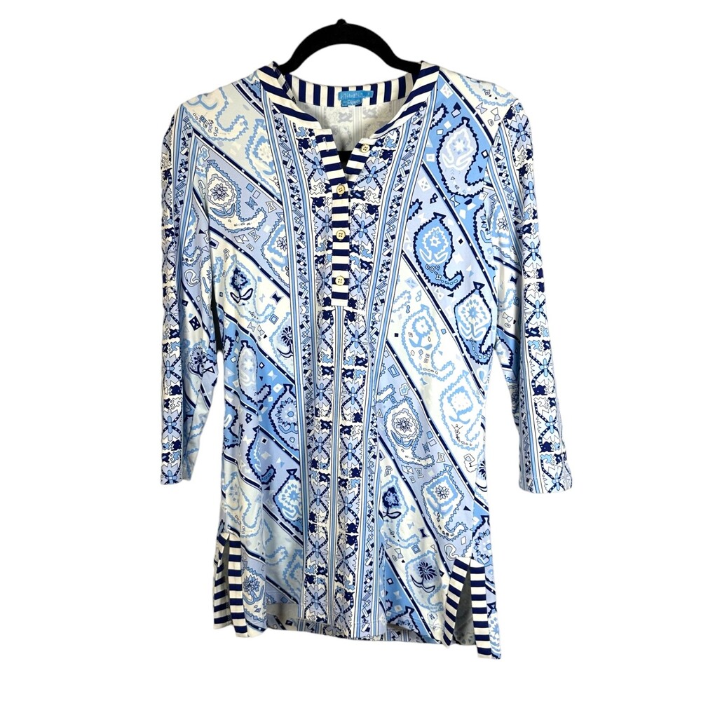 J. McLaughlin Biscayne Banded Long Sleeve Tunic Women's Size Small
